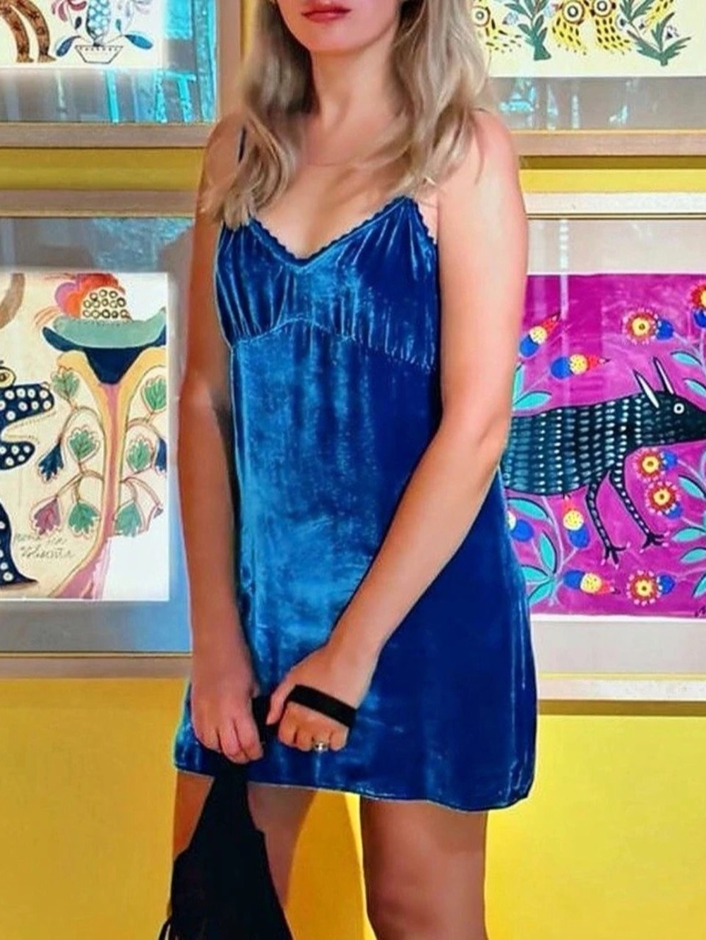 Blue Velvet Mini Dress Like New